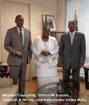 Minister-Counselor,-Tesfaye-W-Hussen,-Zipporah-D-McCoy,-and-Ambassador-Girma-Birru